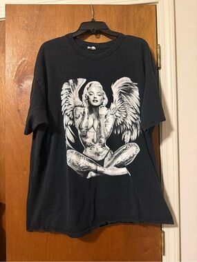 Alstyle Black T-Shirt with White and Red Logo Tag
